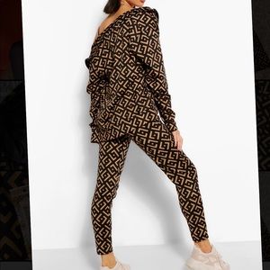 Geo Print Zip Top & Jogger Set